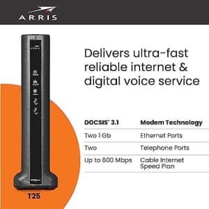 ARRIS Surfboard T25 DOCSIS 3.1 Gigabit Cable Modem | Comcast Xfinity Internet & Voice | Two 1 Gbps for $115