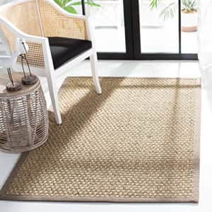 Safavieh Natural Fiber Collection NF114P Basketweave Natural and Grey Summer Seagrass Area Rug (3' for $41