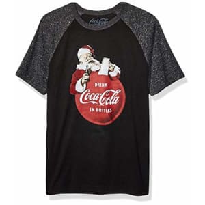 Coca-Cola Men's Ugly Christmas T-Shirt, Santa/Black Speckle, Small for $15