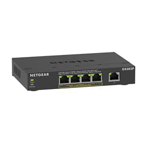 NETGEAR 5-Port Gigabit Ethernet Unmanaged PoE Switch (GS305P) - with 4 x PoE+ @ 63W, Desktop or for $50