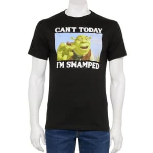 Men's Shrek "Can't Today I'm Swamped" Meme Graphic T-Shirt for $7