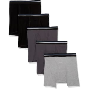 Amazon Essentials Men's Tag-Free Boxer Briefs 5-Pack for $18