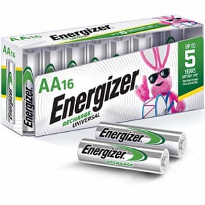 Energizer Rechargeable AA Batteries, NiMH, 2000 mAh, Pre-Charged, 16 count (Recharge Universal) for $40 Energizer Rechargeable AA Batteries, NiMH, 2000 mAh, Pre-Charged, 16 count (Recharge Universal) for $40