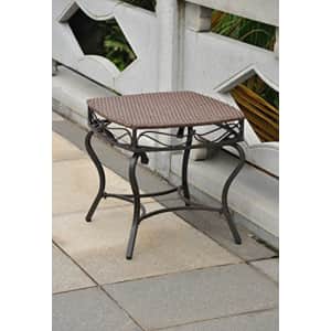 International Caravan Wicker Resin/Steel Patio Side Table in Antique Brown Finish for $89
