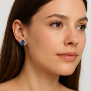 RMZ Gold NYC Sterling Silver 2-TCW Genuine Tanzanite Oval Stud Earrings for $14