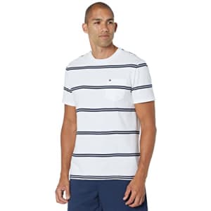 Tommy Hilfiger Men's Short Sleeve Crewneck T Shirt with Pocket, Bright White, XS for $25