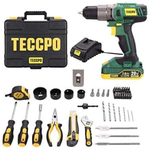 Teccpo 20V 63-Piece Cordless Drill Combo Kit for $44 Teccpo 20V 63-Piece Cordless Drill Combo Kit for $44