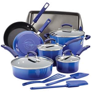 Rachael Ray Brights Nonstick Cookware Pots and Pans Set, 14 Piece, Blue Gradient for $128