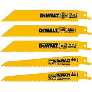 DEWALT Reciprocating Saw Blades, Metal/Woodcutting, 5-Piece Set (DW4857), Yellow for $14