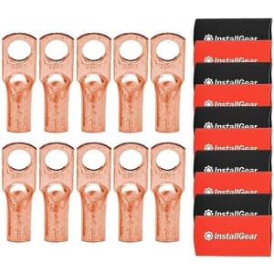 InstallGear 4 Gauge Copper Lugs Connectors 10-Pack for $10