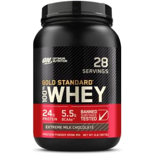 Optimum Nutrition 100% Whey Protein Powder 2-lb. Tub for $30 via Sub & Save