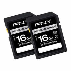 PNY 16GB 2-Pack Performance Class 4 SD Card (P-SDHC16G4X2-GE) for $17