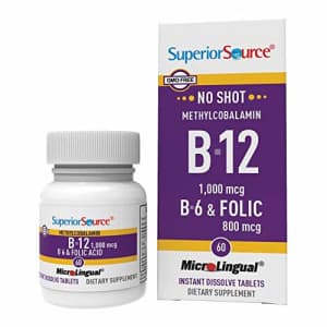 Superior Source No Shot Vitamin B12 Methylcobalamin (1000 mcg), B6, Folic Acid, Quick Dissolve for $9