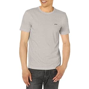 BOSS Men's Contrast Curve Logo Short-Sleeve Cotton T-Shirt, Light Pebble Grey, XXL for $18