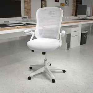 Flash Furniture High Back White Mesh Ergonomic Swivel Office Chair with White Frame and Flip-up Arms for $176
