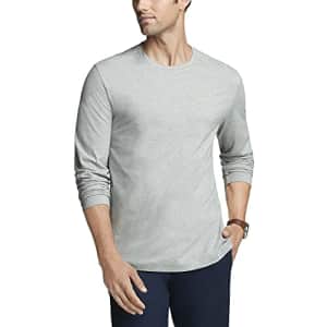 Van Heusen Men's Essential Long Sleeve Crewneck Luxe T-Shirt, Grey Heather, Small for $17