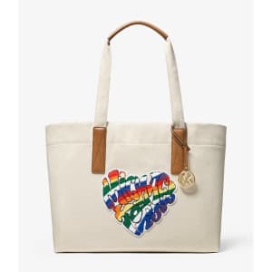 Michael Kors The Michael Large Heart Patch Cotton Tote Bag for $63 Michael Kors The Michael Large Heart Patch Cotton Tote Bag for $63