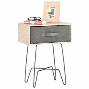 mDesign Modern Industrial Side Table with Fabric Drawer - 2-Tier Metal and Wood End Table - Minimal for $65