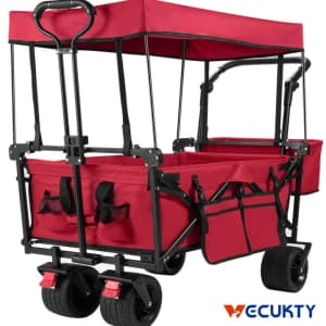 Vecukty Collapsible Garden Cart w/ Removable Canopy for $84