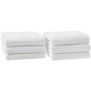 Amazon Aware 100% Organic Cotton Ribbed Bath Towels - Washcloths, 6-Pack, White for $15