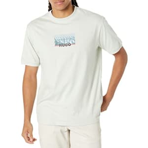 HUGO Men's Big Graphic Logo Cotton T-Shirt, Light pastal Green, XXL for $42
