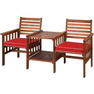 Costway 3-Piece Acacia Wood Conversation Set w/ Cushions for $179 Costway 3-Piece Acacia Wood Conversation Set w/ Cushions for $179