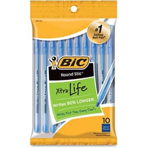 BIC Round Stic Ball Pens Stick, Blue, Medium Point, 10-Pack for $5 BIC Round Stic Ball Pens Stick, Blue, Medium Point, 10-Pack for $5