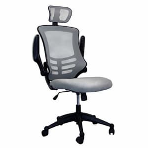 Techni Mobili Modern High Back Mesh Executive Chair With Headrest And Flip Up Arms. Color: Silver Grey for $271