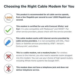 Motorola MB8600 DOCSIS 3.1 Gig-speed Cable Modem Plus 32x8 DOCSIS 3.0. Approved by Comcast Xfinity, for $100