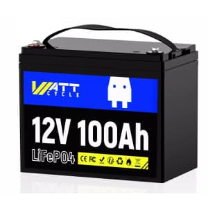 Wattcycles 12V 100AH LiFePO4 Lithium Battery for $125