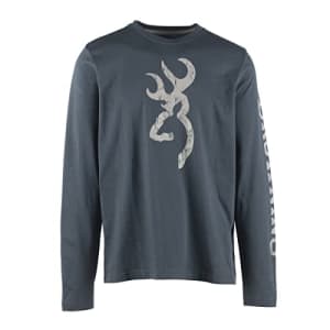 Browning Men's Long Sleeve T-Shirt, Soft Jersey Fabric Signature Buckmark Tee, Logan 2.0 (Midnight for $19