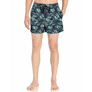 Amazon Brand - Goodthreads Men's 5" Inseam Swim Trunk, Black Palm Frond, XXX-Large for $8