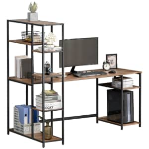 HomCom Industrial Writing Desk w/ Display Storage Shelves for $144