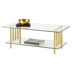 mDesign Long Glass Top Coffee Table - Modern Decorative Accent Metal Rectangular Furniture for for $173