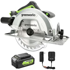 Greenworks 24V 7-1/4'' Brushless Cordless Circular Saw w/ 4Ah Battery & 2A Charger for $112