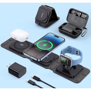3-in-1 Folding Fast Wireless Charging Kit for Apple Devices w/ Carry Case for $18