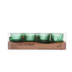 Kikkerland Tequila Shots Green Cactus Glass Shot Glasses, Shooters, Set of 4, 1oz capacity, for for $29