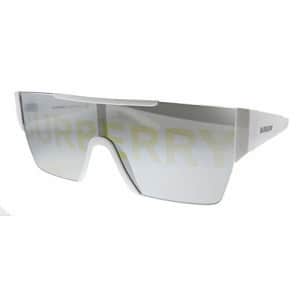 Burberry BE 4291 3007/H White Plastic Rectangle Sunglasses Silver Burberry Logo Lens for $123