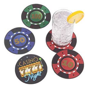Fun Express CASINO NIGHT COASTERS - Party Supplies - 12 Pieces for $13