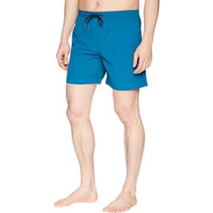 Billy Reid Men's Standard Drawstring Elastic Waist Mesh Lined Swim Shorts with Pocket, Ocean, XXL for $78