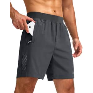 Pudolla Men's 7" Workout Running Shorts for $10
