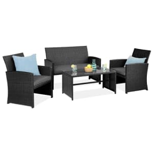 Best Choice Products 4-Piece Outdoor Wicker Patio Conversation Furniture Set for Backyard w/Coffee for $200