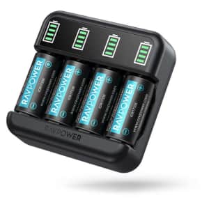 RAVPower CR123A Battery Charger with 8 Batteries for $10