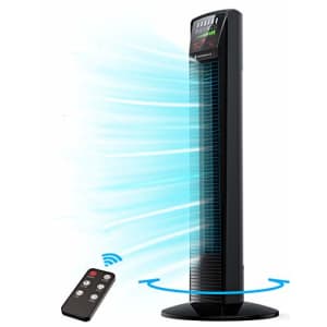 TaoTronics Tower Fan Oscillating Fan Powerful Floor Fan with Remote and Large LED Display, 9 Modes, for $40