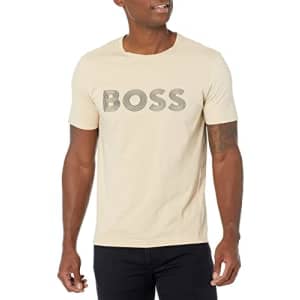 BOSS Men's Modern Bold Logo Stretch Jersey T-Shirt, Stone Beige, Small for $39
