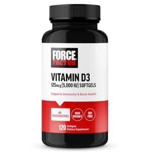 FORCE FACTOR Vitamin D3 5000 IU Softgels, High-Potency Vitamin D Supplement to Support Immunity and for $5