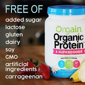 Orgain Organic Plant Based Protein + Superfoods Powder, Vanilla Bean - Vegan, Non Dairy, Lactose for $30