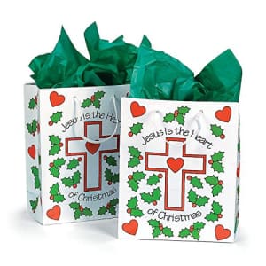 Fun Express Jesus Is The Heart Of Christmas Bags - Set of 12 - Reason for the Reason Party Supplies for $11