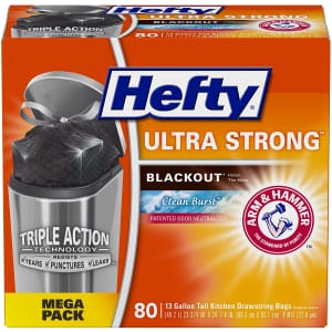 Hefty Ultra Strong Blackout 13-Gal. Garbage Bag 80-Pack for $9.49 via Sub. & Save Hefty Ultra Strong Blackout 13-Gal. Garbage Bag 80-Pack for $9.49 via Sub. & Save