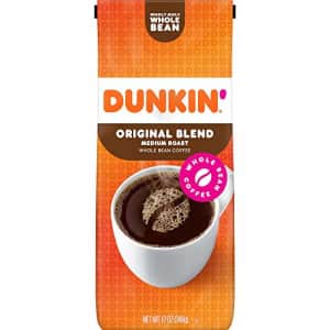 Dunkin Donuts Dunkin' Original Blend Medium Roast Whole Bean Coffee, 12 Ounces (Pack of 6) (Packaging May Vary) for $78